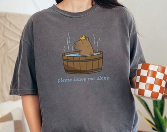 Cute Capybara Shirt Please Leave Me Alone, Meme Comfort Colors Shirt, Birthday Gift for Friend Tee, Funny Capybara Oversized T-Shirt TikTok