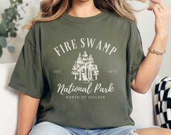 Fire Swamp National Park Shirt, Cute Minimalist Fiction Boxy Tee, Fantasy Forest Oversized Shirt Comfort Colors, Princess Bride Niche Tshirt