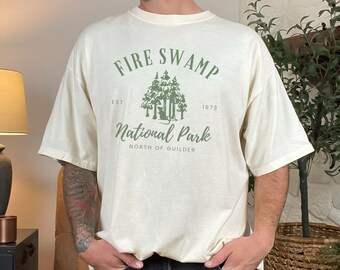 Fire Swamp National Park Shirt, Cute Minimalist Fiction Boxy Tee, Fantasy Forest Oversized Shirt Comfort Colors, Princess Bride Niche Tshirt