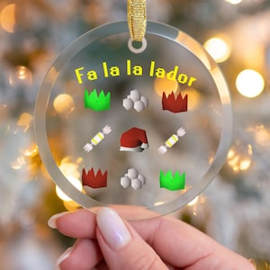 Runescape Ornament Fa la la lador, Runescape Christmas Gift for Gamer Boyfriend, MMORPG RS3 PC Glass Ornament, Old School Runescape Player