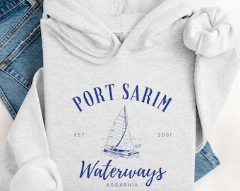 Port Sarim Waterways Hoodie, Minimalist Runescape Pullover Gift Boyfriend, OSRS Hoodie Gildan 18500, Old School Runescape Niche Shirt MMORPG