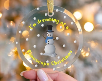 OSRS Christmas Snowman Ornament, Runescape Christmas Gift for Gamer Boyfriend, MMORPG RS3 PC Glass Ornament, Gamer Girl Old School Runescape