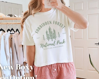 Forbidden Forest National Park Shirt, Cute Minimalist Marauders Boxy Tee, Fantasy Oversized Shirt Comfort Colors, Theme Park Merch Tshirt