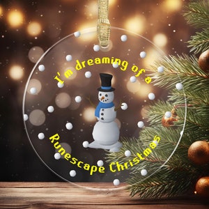OSRS Christmas Snowman Ornament, Runescape Christmas Gift for Gamer Boyfriend, MMORPG RS3 PC Glass Ornament, Gamer Girl Old School Runescape