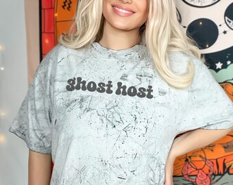 Ghost Host Tie Dye Tee, Comfort Colors Oversized Shirt, Theme Park Magic World T-shirt, Haunted House Merch, Mansion Oversized Tee for Parks