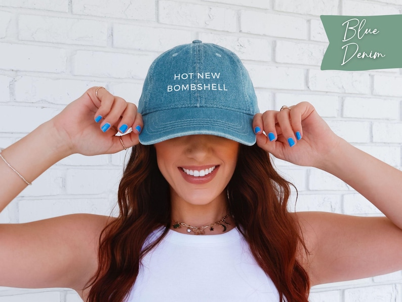 Hot New Bombshell Dad Cap, Vintage Embroidered Baseball Cap, Denim Love Reality TV Show Hat, Island Bombshell Villa Corduroy Hat image 1