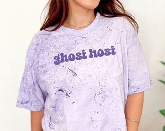 Ghost Host Tie Dye Tee, Comfort Colors Oversized Shirt, Theme Park Magic World T-shirt, Haunted House Merch, Mansion Oversized Tee for Parks