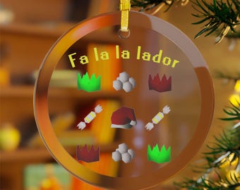 Runescape Ornament Fa la la lador, Runescape Christmas Gift for Gamer Boyfriend, MMORPG RS3 PC Glass Ornament, Old School Runescape Player