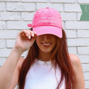 Hot New Bombshell Dad Cap, Vintage Embroidered Baseball Cap, Denim Love Reality TV Show Hat, Island Bombshell Villa Corduroy Hat Pink Vintage