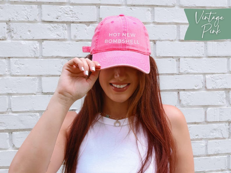 Hot New Bombshell Dad Cap, Vintage Embroidered Baseball Cap, Denim Love Reality TV Show Hat, Island Bombshell Villa Corduroy Hat Pink Vintage