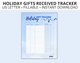 Holiday Gifts Tracker; keep track of who gave you gifts & if you wrote a thank you card or mail