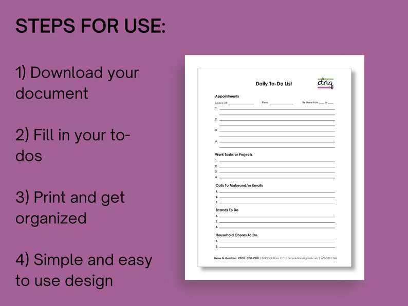 Daily to do list fillable pdf digital worksheet instant download use