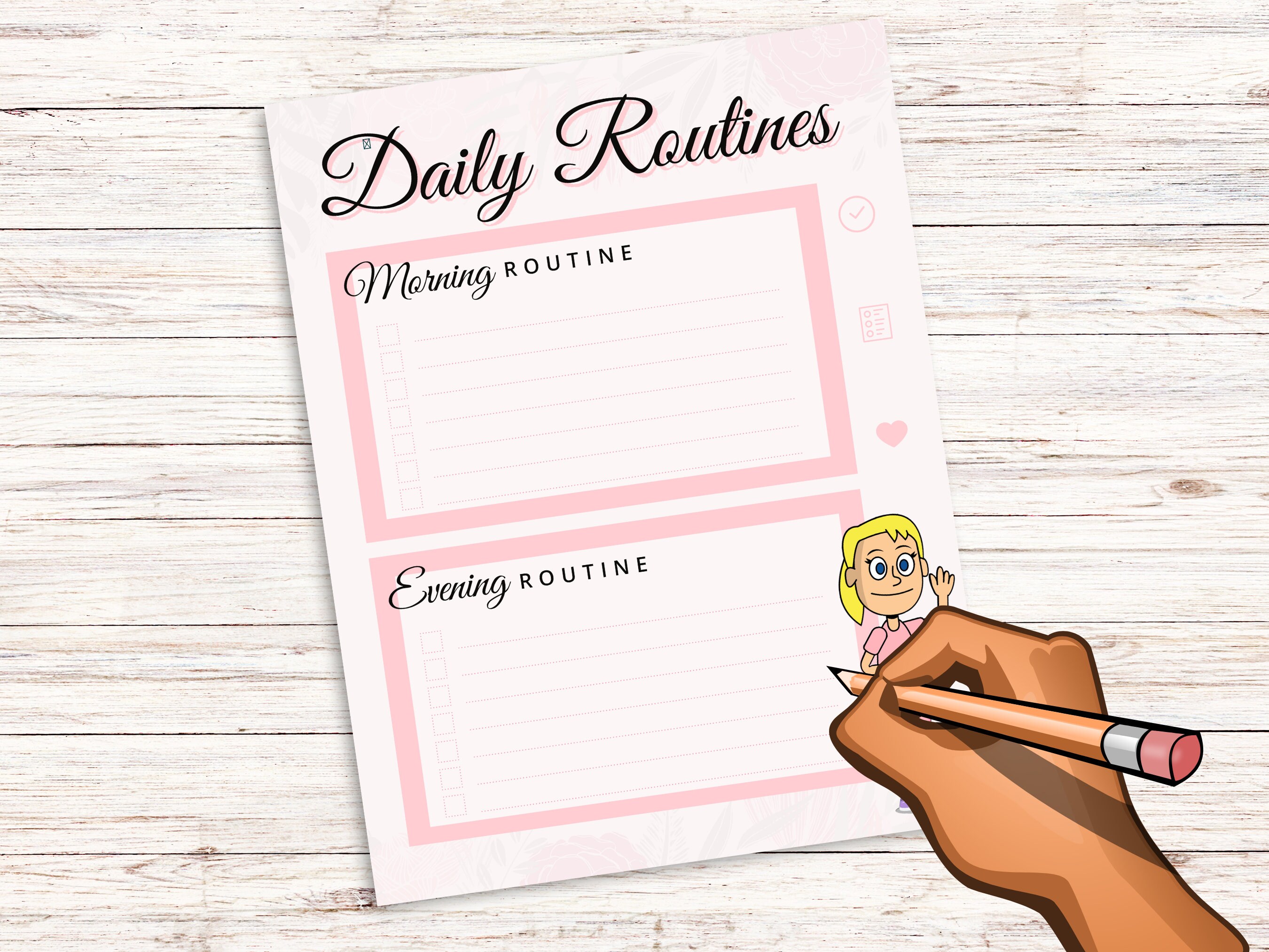 Evening Routine Workshee Daily Routine Worksheet Daily Morning Routine & Daily Evening Routine ...
