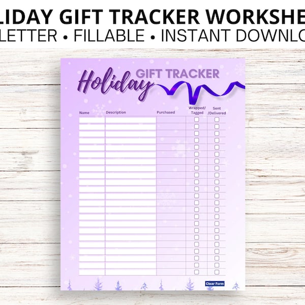 Holiday Gift Tracker Worksheet: Track who you give to & how much you spend during the holidays