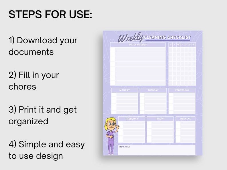 Weekly Cleaning Checklist Use this fillable weekly and daily checklist to track your cleaning tasks image 8