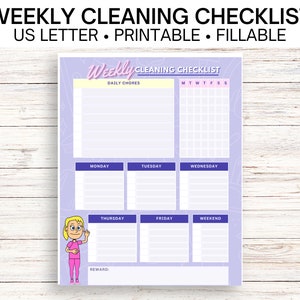 Weekly Cleaning Checklist Use this fillable weekly and daily checklist to track your cleaning tasks image 1