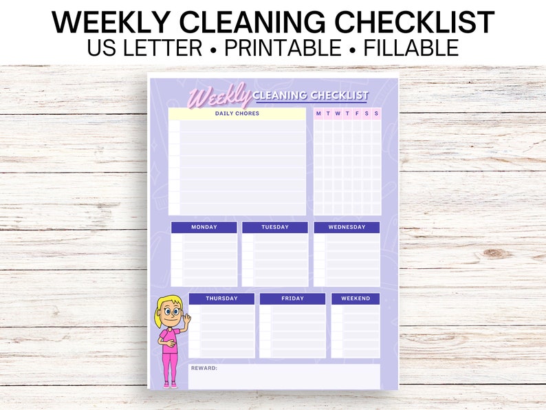 Weekly Cleaning Checklist Use this fillable weekly and daily checklist to track your cleaning tasks image 1