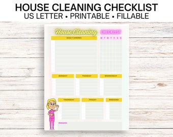 House Cleaning Checklist; Use this fillable checklist to get your cleaning done with less stress