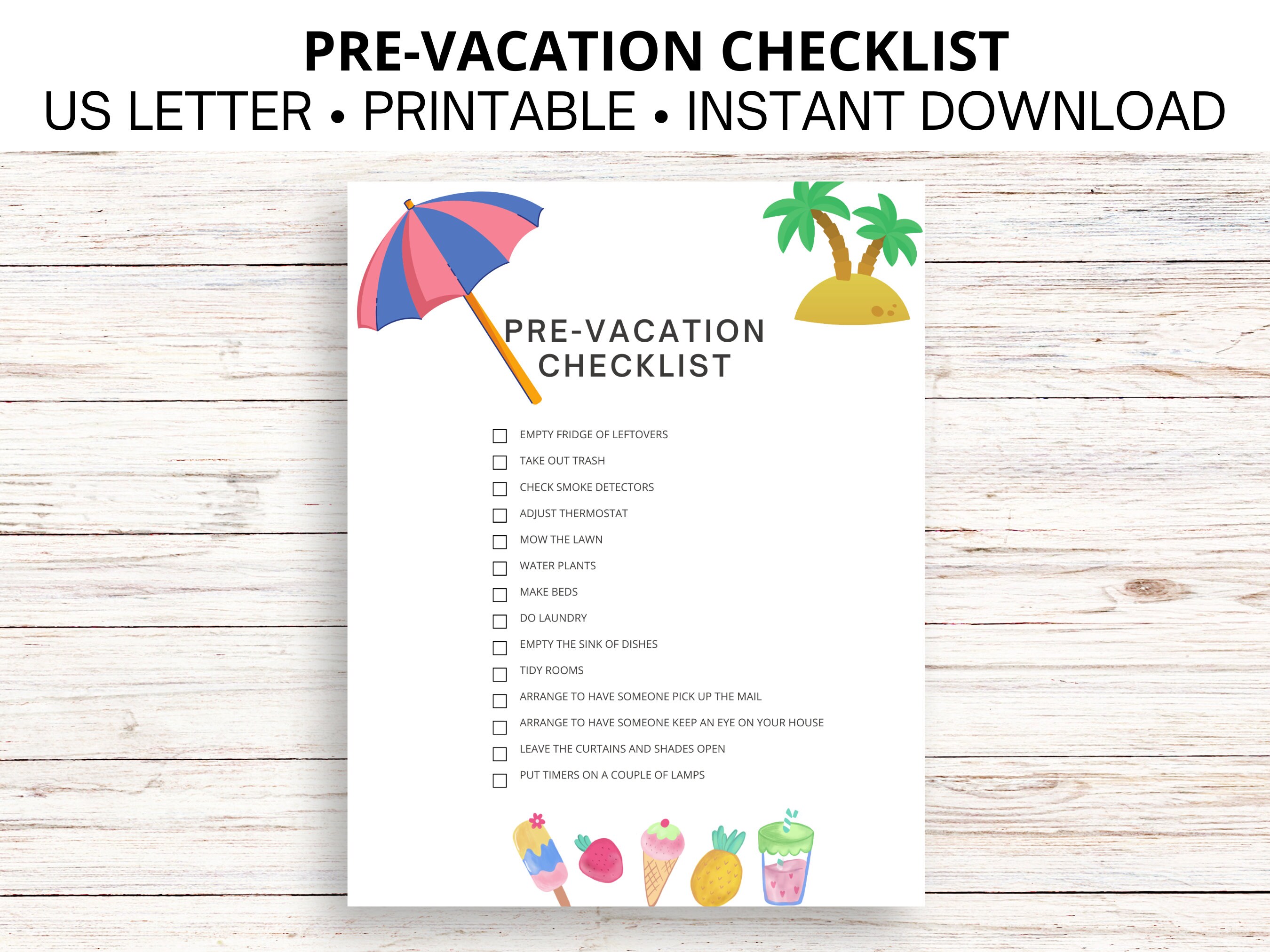 Vacation Checklist Printable Instant Download Use Before You Travel Vacation Checklist Printable Instant Download Use Before You Travel