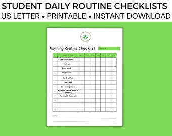 Daily Student Checklists: (3 pages) a Morning, an Evening Routine Checklist plus a customizable daily checklist