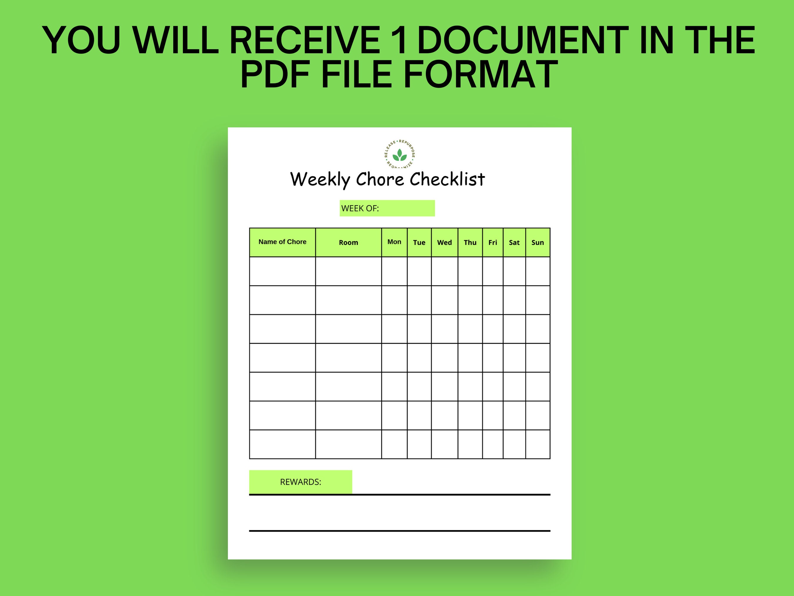 Weekly Chores Checklist Plan When to Do Your Household Chores, Maintain ...