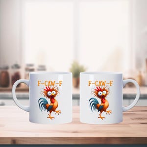 F-Caw-F Funny Chicken Mug – 15 oz Double-Sided Rooster Coffee Cup – Chicken Lover Gift, Farmhouse Humor, Funny Gift for Coffee Drinkers