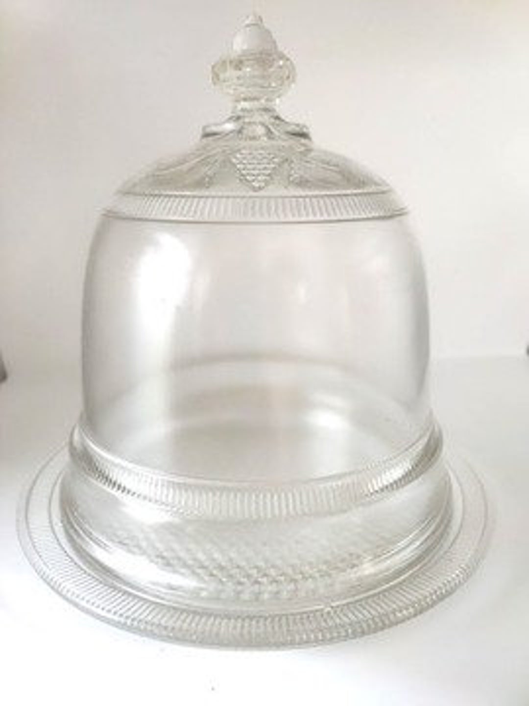 Nova Scotia Glass Co Grape and Vine Cheese Bell RARE Excellent