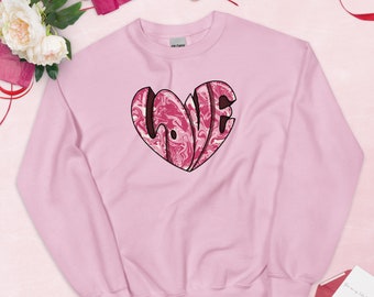 Valentine Sweatshirt, Heart Love, Love Typography, Love Sweatshirt, Urban Art Heart Sweatshirt