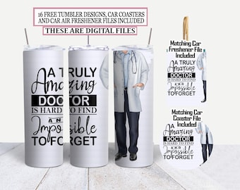 Diseño de sublimación para vaso delgado de 20 oz de Doctor, PNG: Plantilla de descarga digital instantánea "Un doctor verdaderamente asombroso es difícil de encontrar".