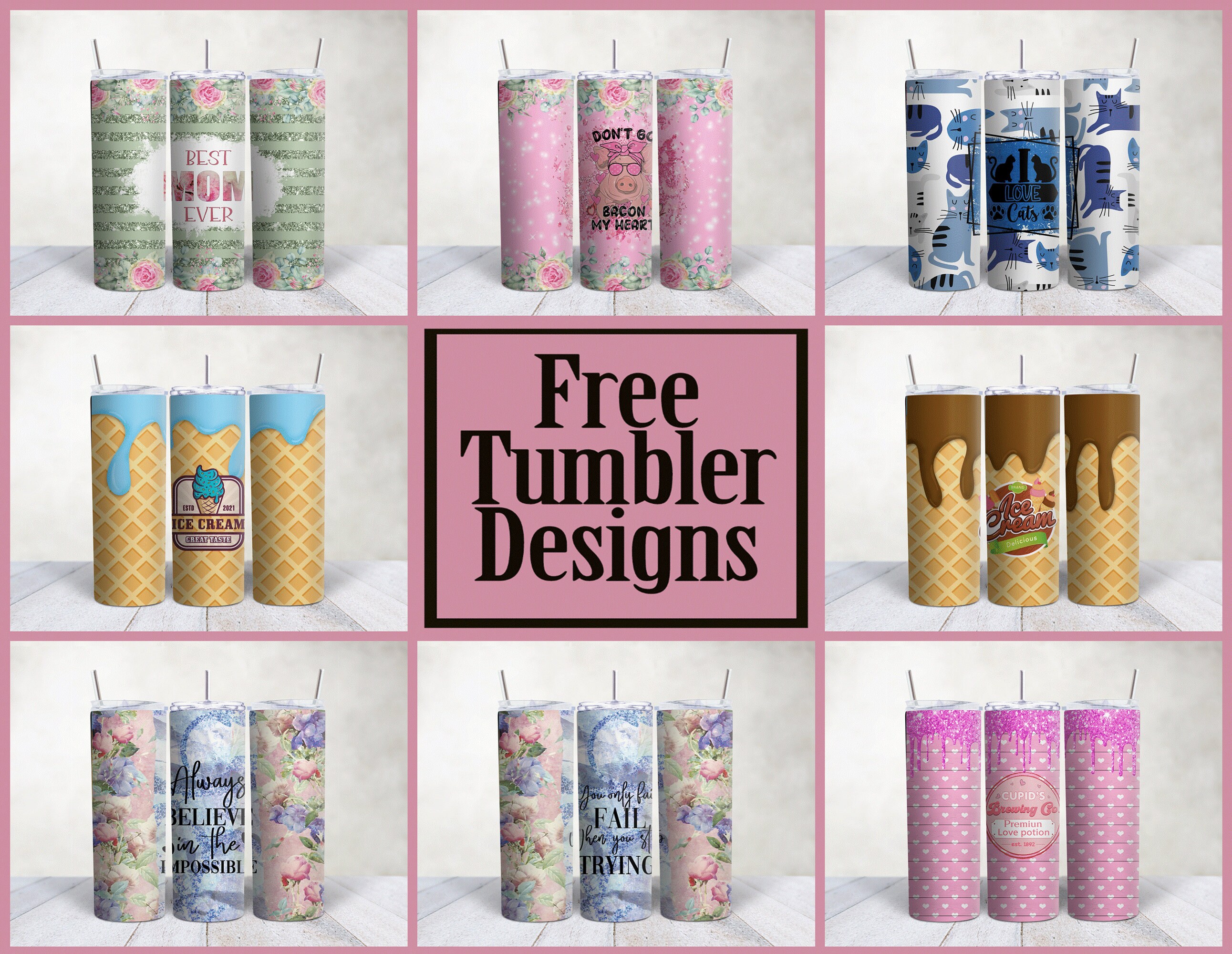 Giraffe 20 Oz Skinny Tumbler Wrap Sublimation Designs, Png. Flower ...