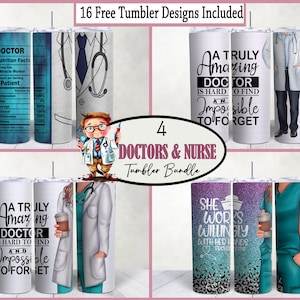 Doctor Nurse Tumbler Wrap Sublimation Design: 20oz Skinny Tumbler (Digital Download, PNG Bundle)