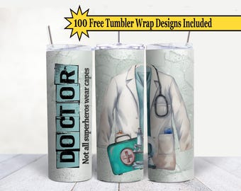 Diseño de envoltorio para vaso de doctor: Vaso delgado Medical Hero de 20 oz (descarga digital)