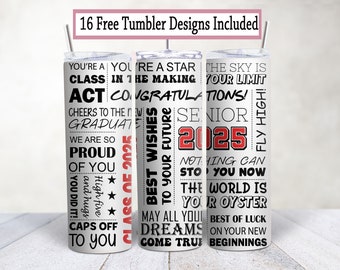 Class of 2025 Tumbler Wrap, Graduation 20 Oz Skinny Sublimation Tumbler PNG, Senior 2025 Subway Art Tumbler Design Digital Download