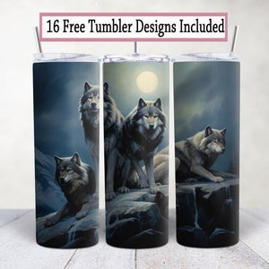 Wolf 20oz Skinny Tumbler, Sublimation Designs for Straight Tumbler, Wolf PNG File, Wolf Tumbler Png Digital Download