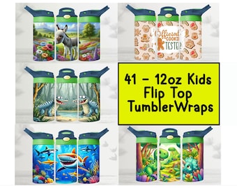 Kids Tumbler Sublimation Designs: 12oz Sippy Cup PNG Bundle (Digital Download)