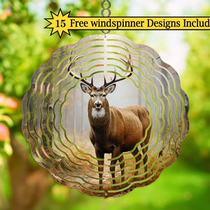 Buck Deer Wind Spinner Design PNG - Wildlife Nature Sublimation Art - Hanging Garden Spinner Template for Outdoors Decor