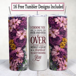 Wybieram Cię - Cytat Miłosny 20 OZ Skinny Tumbler Design - Prosty Projekt Sublimacji Wrap - Tumbler PNG - Szablon Wrap