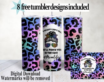 Mom Life Tumbler Wrap Regenbogen Leopardenmuster (Digitaler Download)