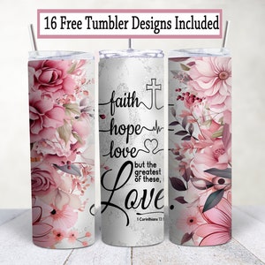 Christian Tumbler Wrap: Bible Verse Floral Design (Digital Download)