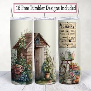 Garden ,  20 oz Skinny Tumbler wrap sublimation design, png. Instant Digital Download PNG