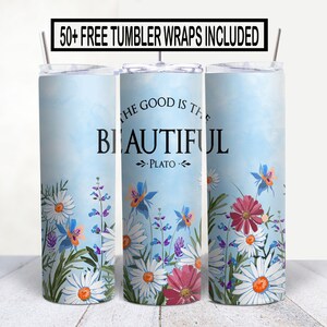 Diseño de sublimación para vaso de flores silvestres: PNG de 20 oz + 50 diseños adicionales (descarga digital)