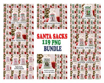 Santa Sack PNG Designs: Christmas Mega Bundle (Digital Download)