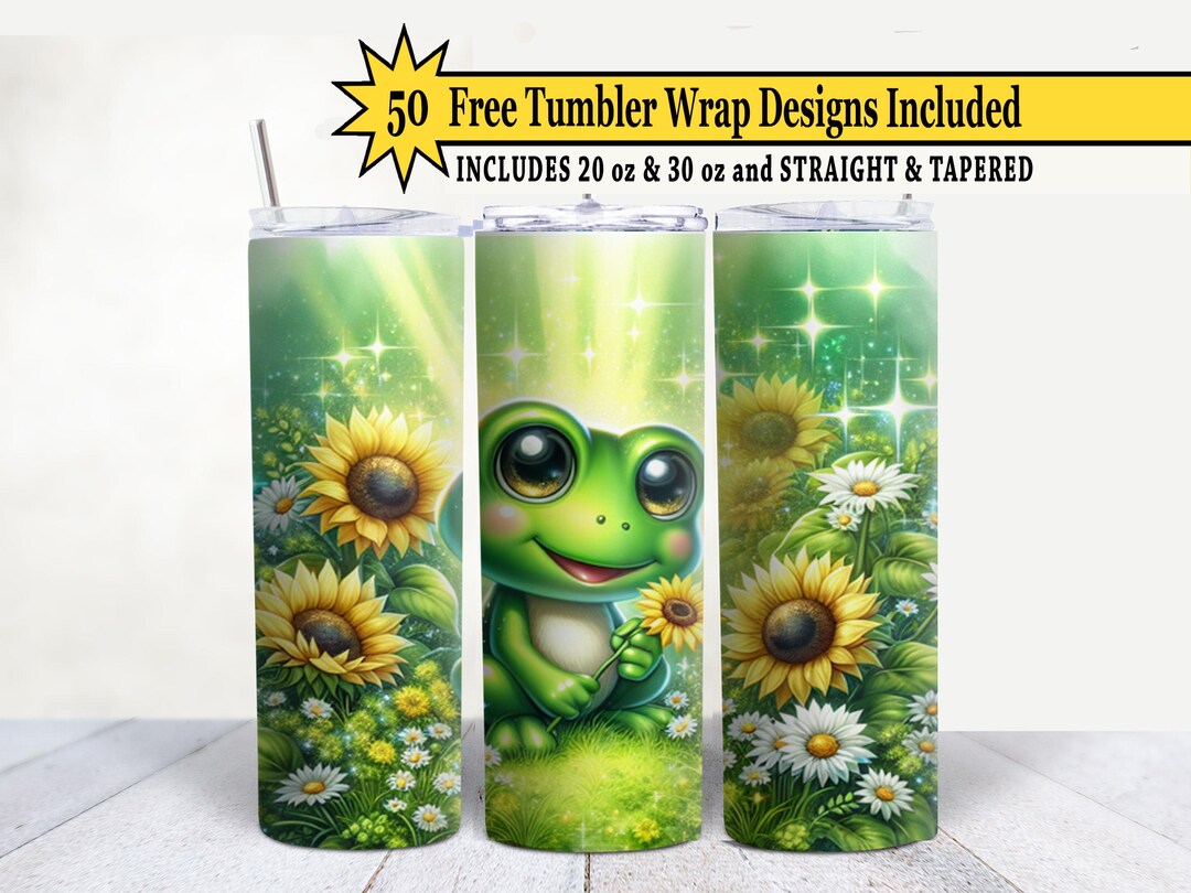 Frog Sunflower Tumbler Wrap PNG for Sublimation 20oz 30oz Tumbler ...