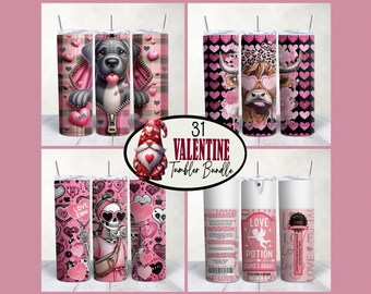 Valentine's Day Tumbler Sublimation Designs: 20oz Skinny Tumbler Bundle (Digital Download)