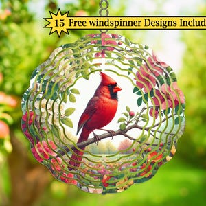 Cardinal Wind Spinner PNG Design: Spring Floral Garden Decor (Digital Download)