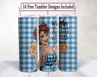 Sarcastic Retro Housewife 20oz Tumbler Wrap: wafelontwerp (PNG)
