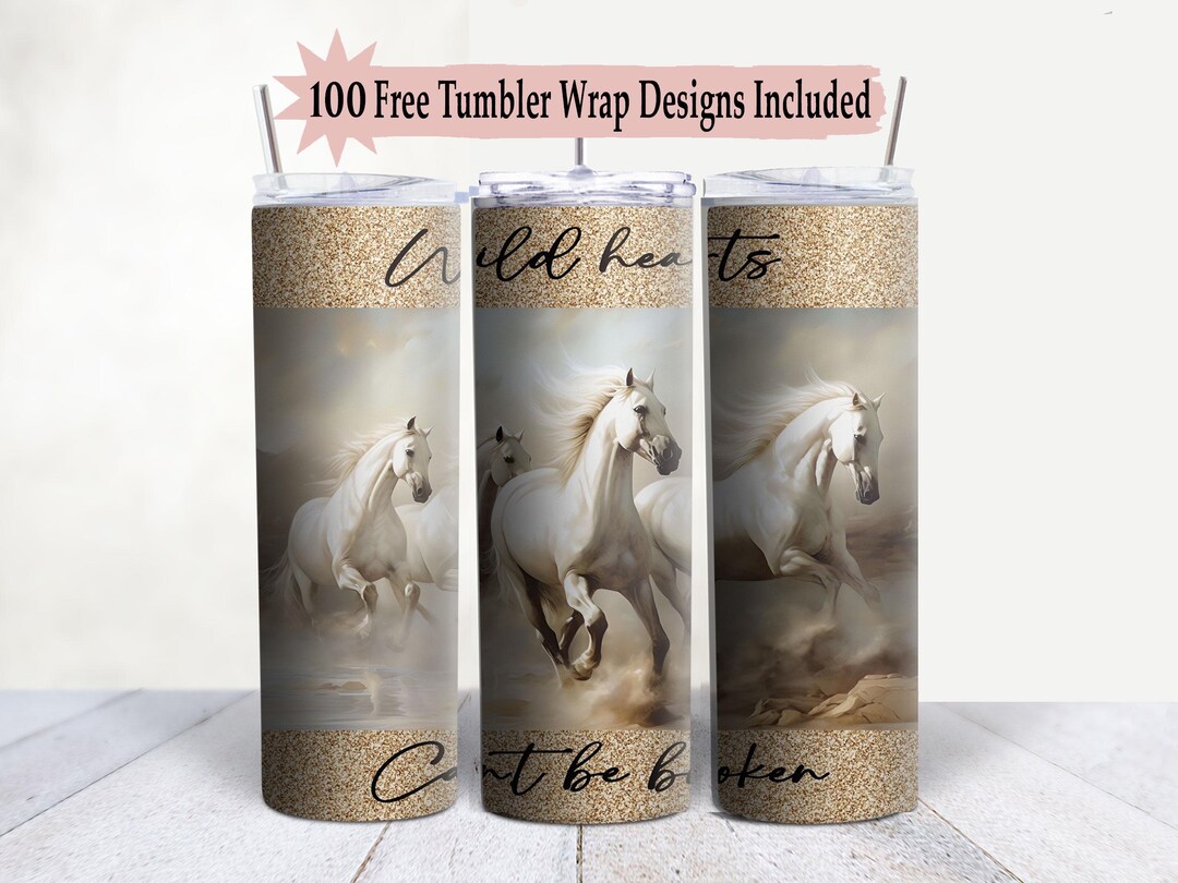 Horse 20oz Skinny Tumbler Sublimation Wrap Design PNG, Wild Hearts Can ...