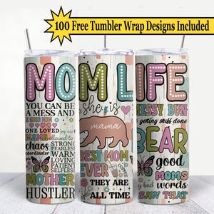 Mom Daily Affirmations - 20oz Skinny Tumbler Wrap - Affirmation Tumbler PNG - Positive Mom Sublimation Design