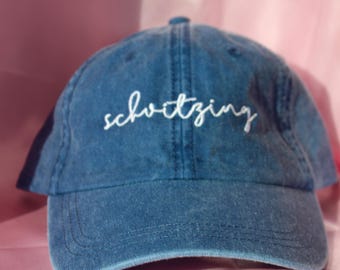 Schvitzing Embroidered Cotton Baseball Hat, Yiddish Gift