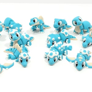 Set of 14 Flexi Baby Dinosaurs – 3D Printed Articulated Plastic Figures – Cute Dinosaur Gift Set for Kids, Adults or Collectors